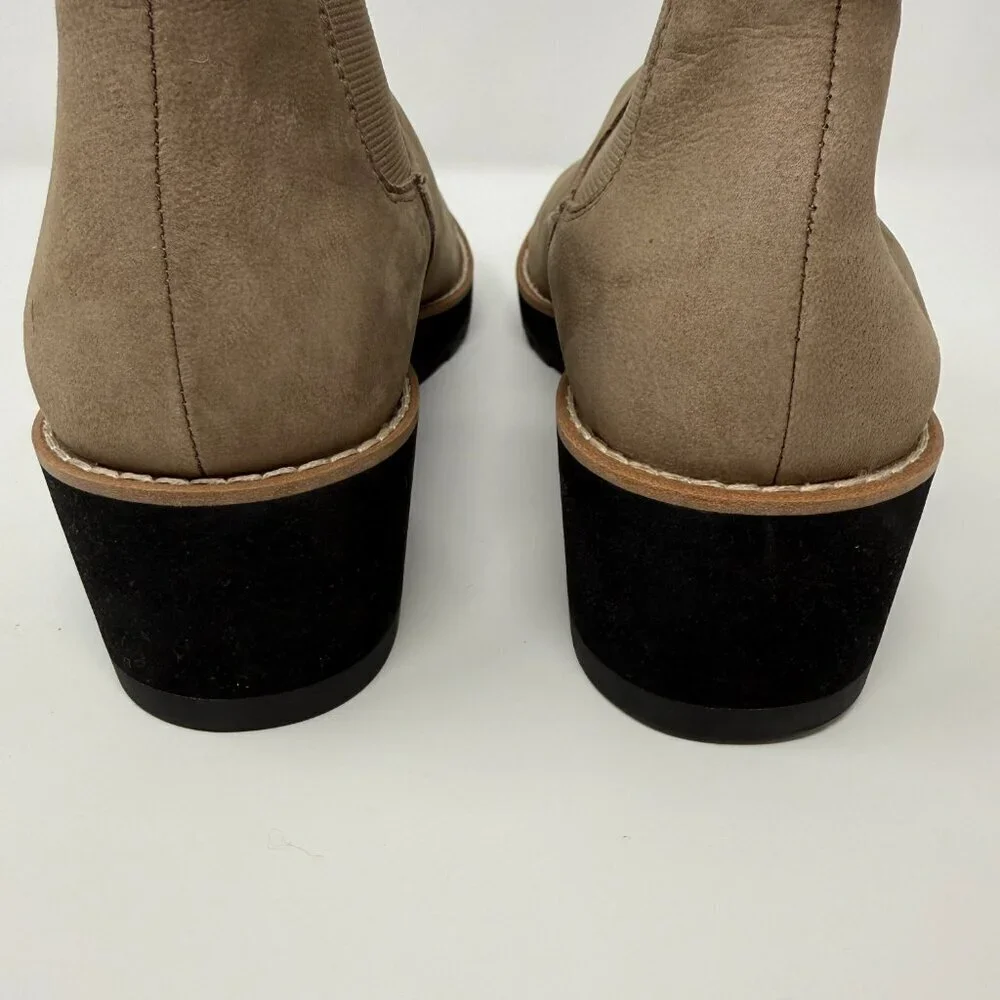 Eileen Fisher Lilou Suede Ankle Boot Women's 7 Tan Wedge Bootie Minimalist NWT
